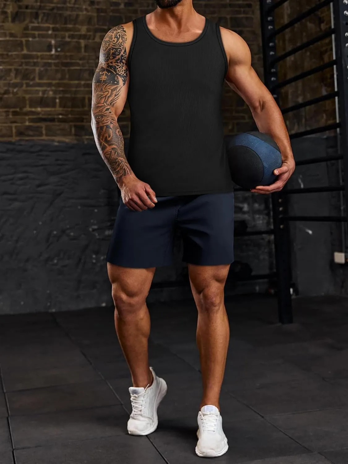 Beotyshow Men's Tank Top Summer Casual Sleeveless Ribbed Knit Muscle T Shirts Quick Dry Gym Workout Stringers