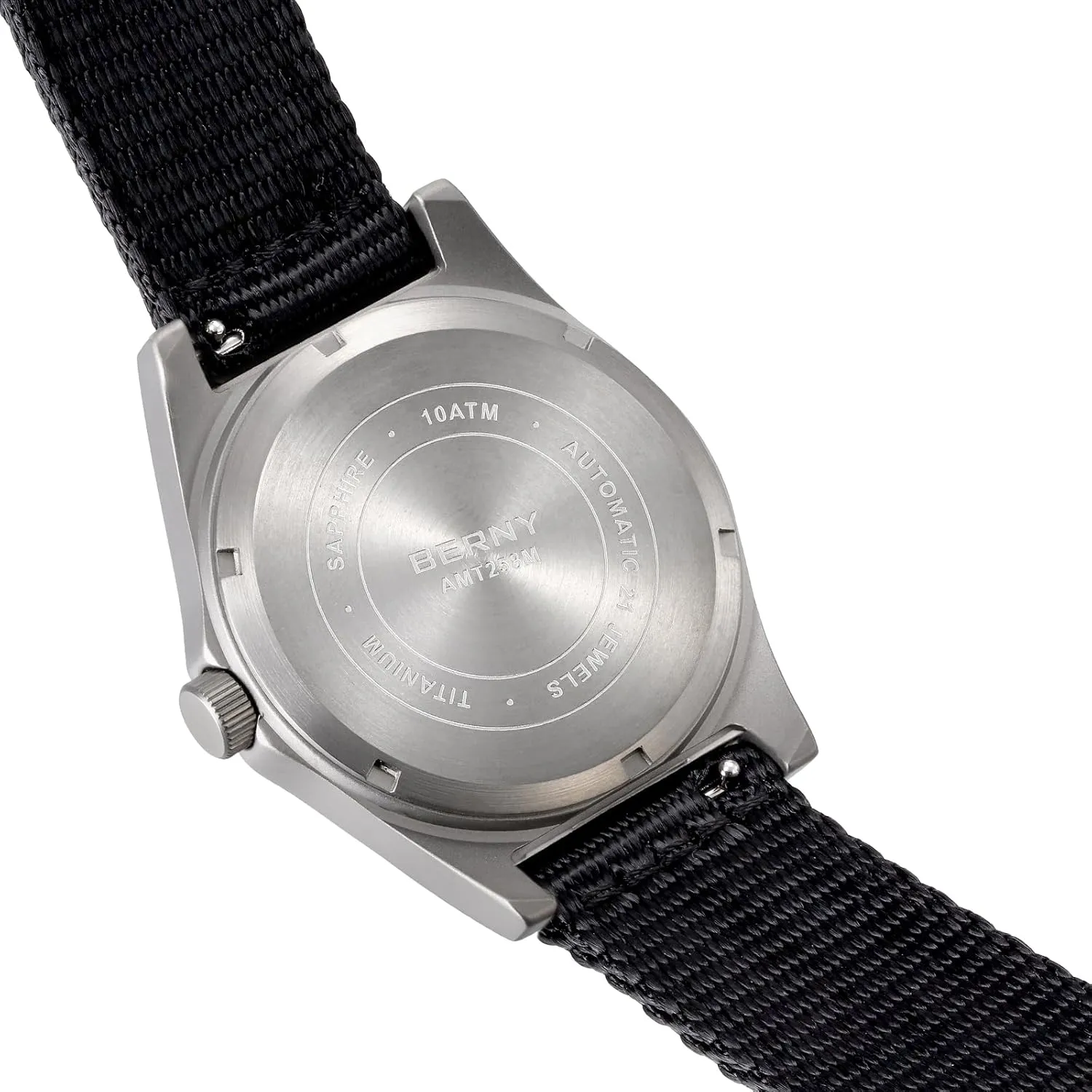 BERNY Automatic Titanium Watch for Men 10ATM Waterproof Classic Men's Railroad Watch Super Luminous Male Analog Mechanical Wristwatch AR Sapphire Crystal Date Calender Birthday Present