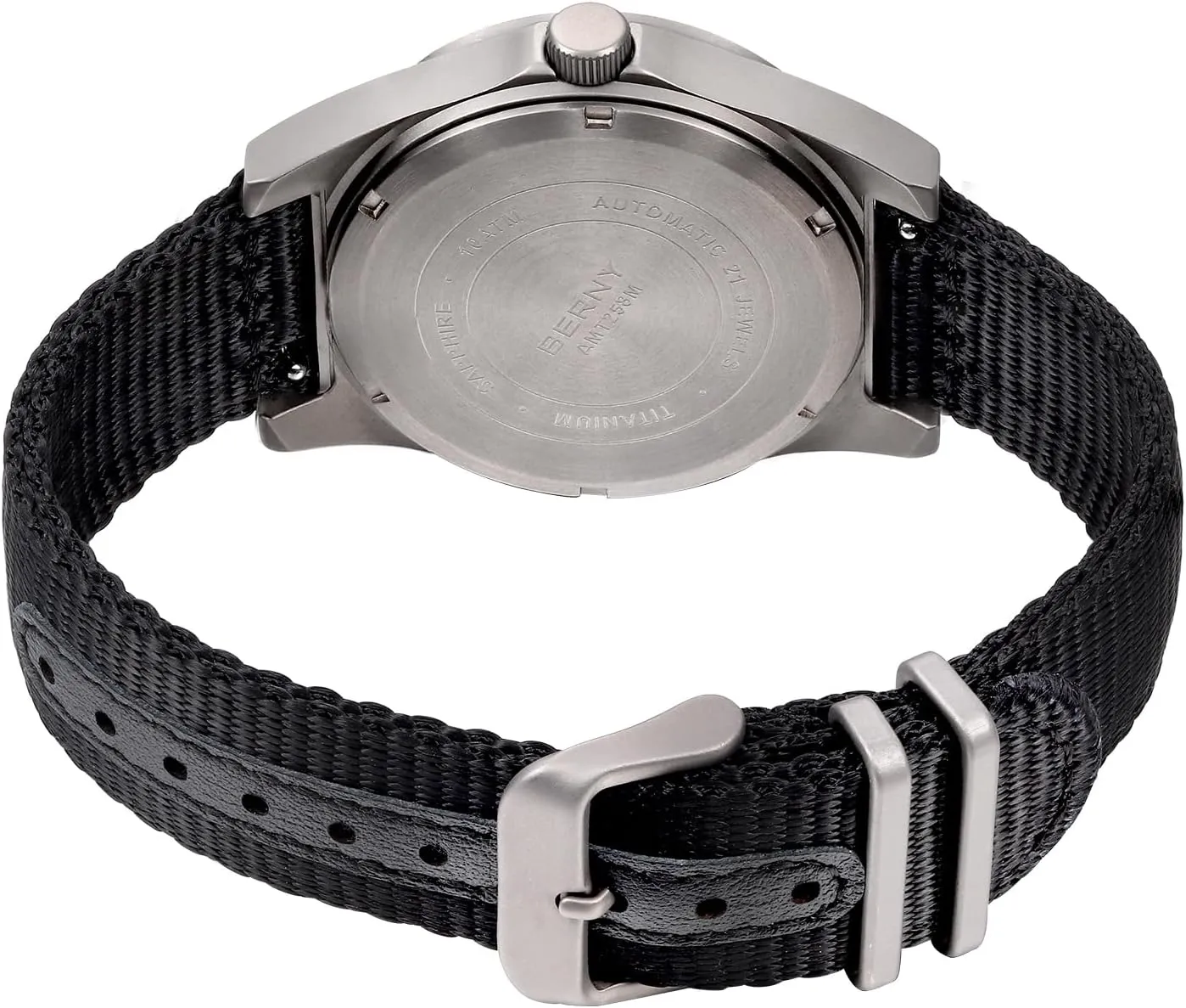BERNY Automatic Titanium Watch for Men 10ATM Waterproof Classic Men's Railroad Watch Super Luminous Male Analog Mechanical Wristwatch AR Sapphire Crystal Date Calender Birthday Present