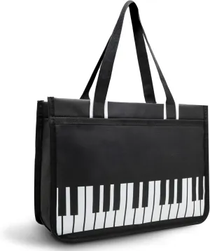BestSounds Piano Bag, Zipper Waterproof Oxford Cloth Music Piano Accessories Book Bag Tote for Students Kids, Girls, Women, Gifts for Music Lovers Musicians (Black)