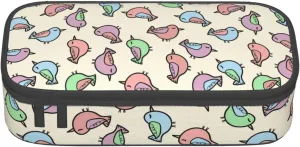 Big Capacity Soft Bag Fashion Multiple Compartment Pockets Fabric Pouch Multifunctional Storage Bag Suitble Office Desktop Daily Travel Colorful Bird