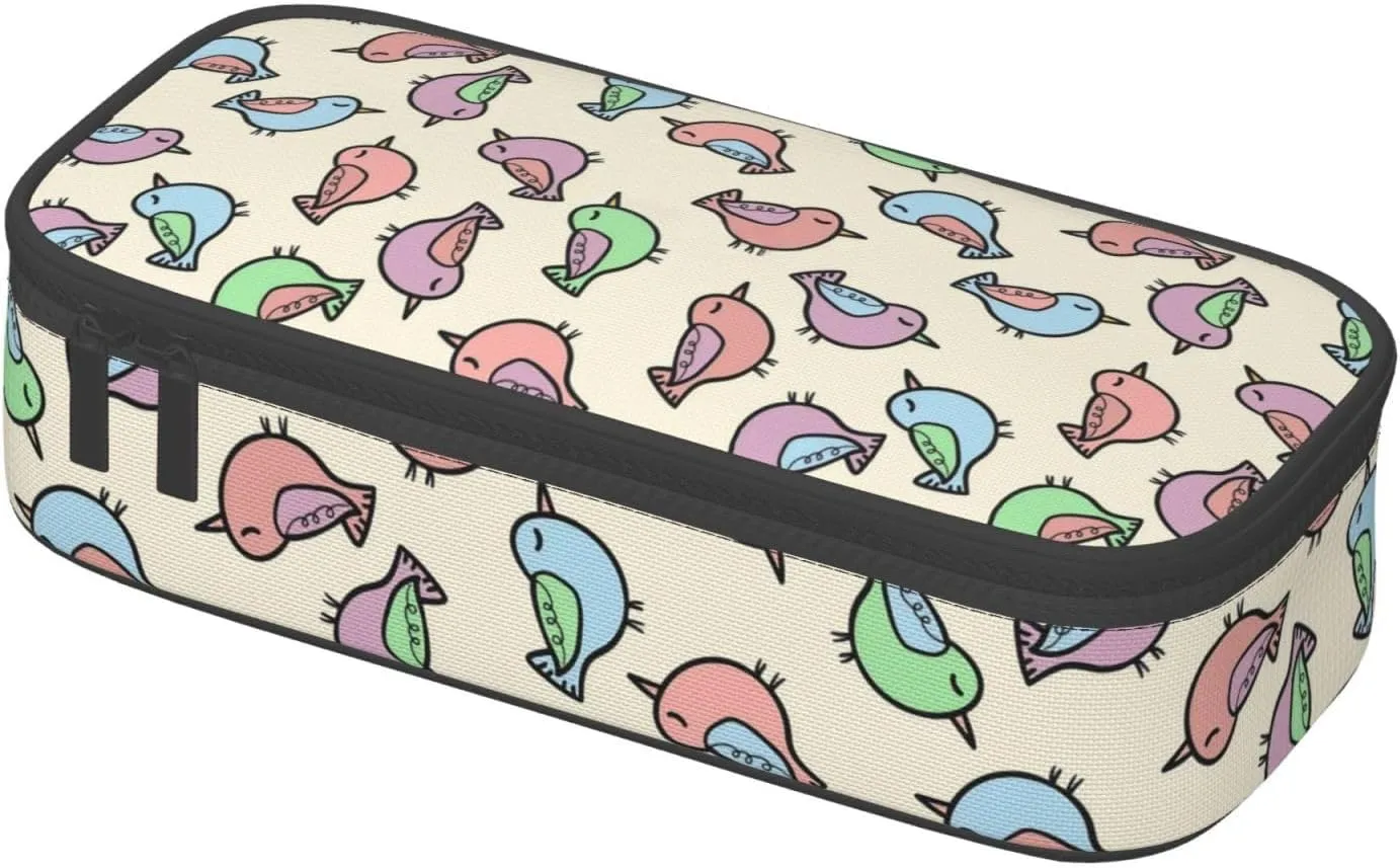 Big Capacity Soft Bag Fashion Multiple Compartment Pockets Fabric Pouch Multifunctional Storage Bag Suitble Office Desktop Daily Travel Colorful Bird