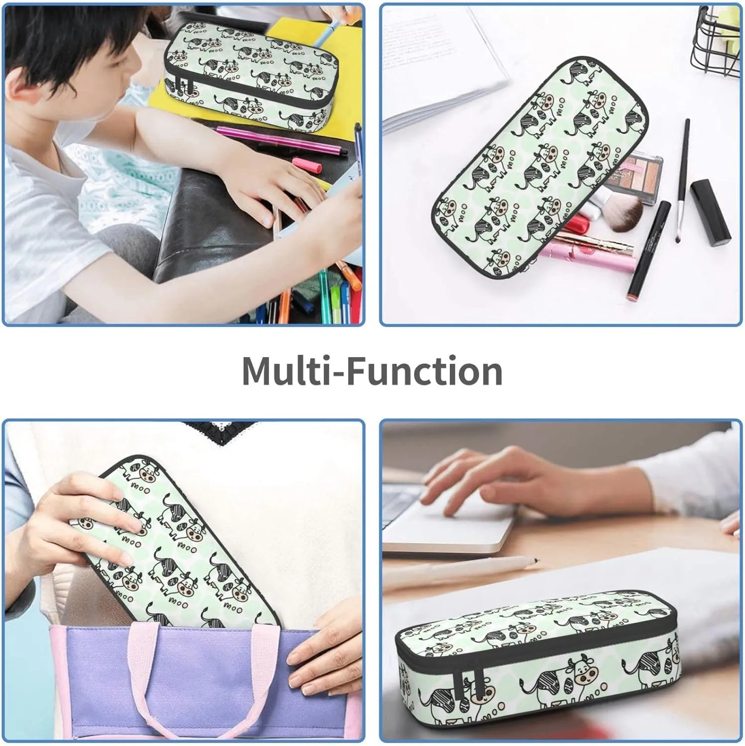 Big Capacity Soft Bag Fashion Multiple Compartment Pockets Fabric Pouch Multifunctional Storage Bag Suitble Office Desktop Daily Travel Dairy Cattle