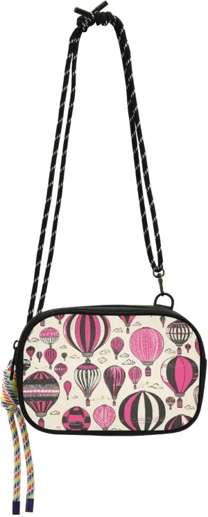Black and Pink Valentine Hot Air Balloon Small Purse Crossbody Mens Beauty with Credit Card Slots Casual Phone Chest Bag Walk dog monedero para mujer