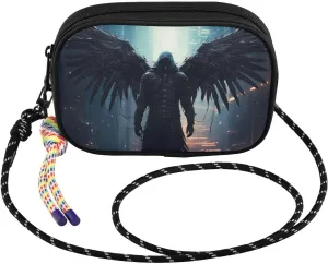 Black Archangel Wing Crossbody Bags for Women Cell Phone Purses Women's Shoulder Handbags Wallet Purse with Adjustable Strap