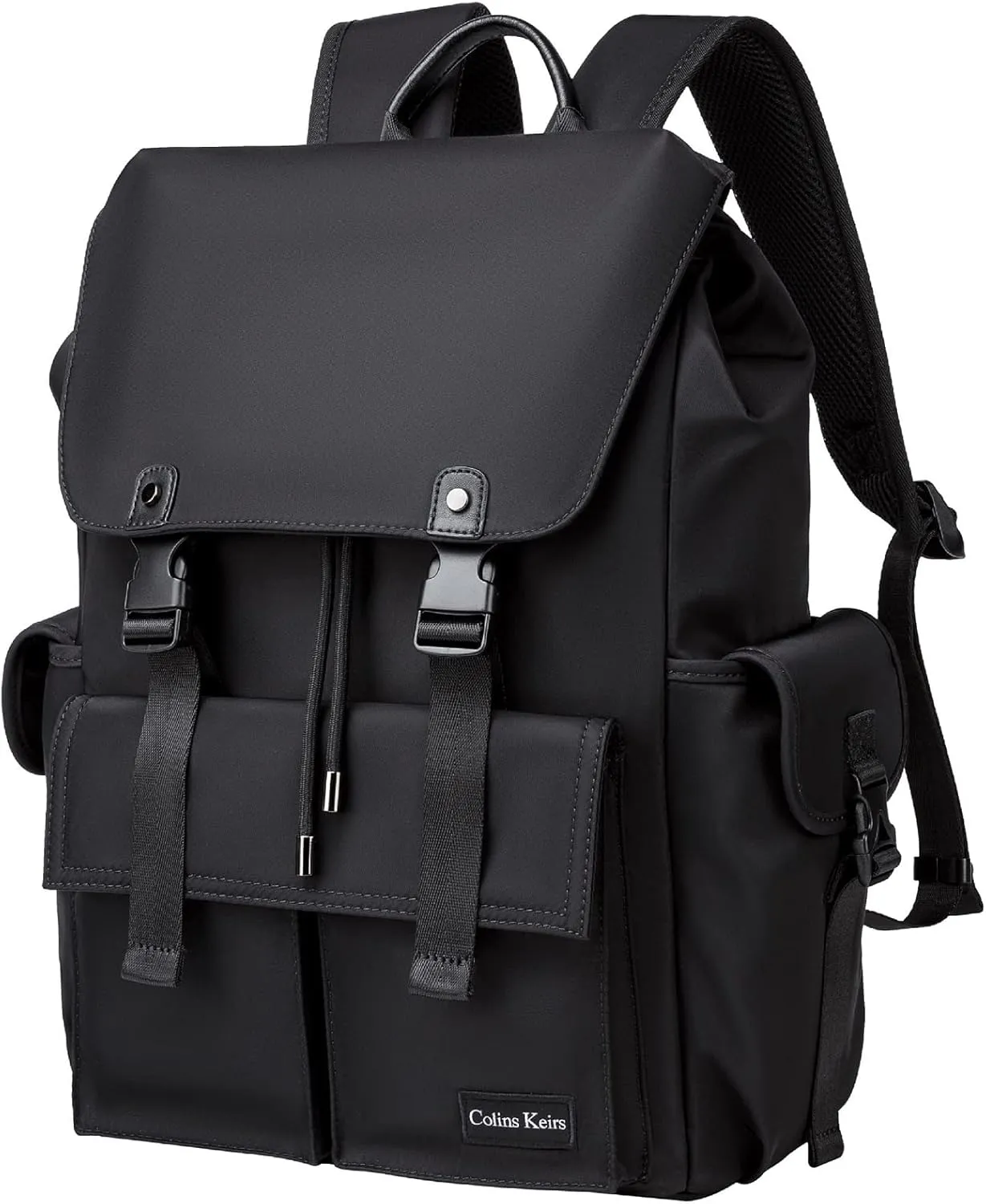 Black backpack men, 16 inch laptop backpack for men, Drawstring anti-theft waterproof tech backpack with computer compartment, Large 30 L