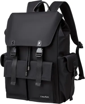 Black backpack men, 16 inch laptop backpack for men, Drawstring anti-theft waterproof tech backpack with computer compartment, Large 30 L
