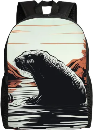 Black Beaver Cute Backpack Waterproof Lightweight Laptop Backpack Shoulder Bag Casual Daypack For Women Men