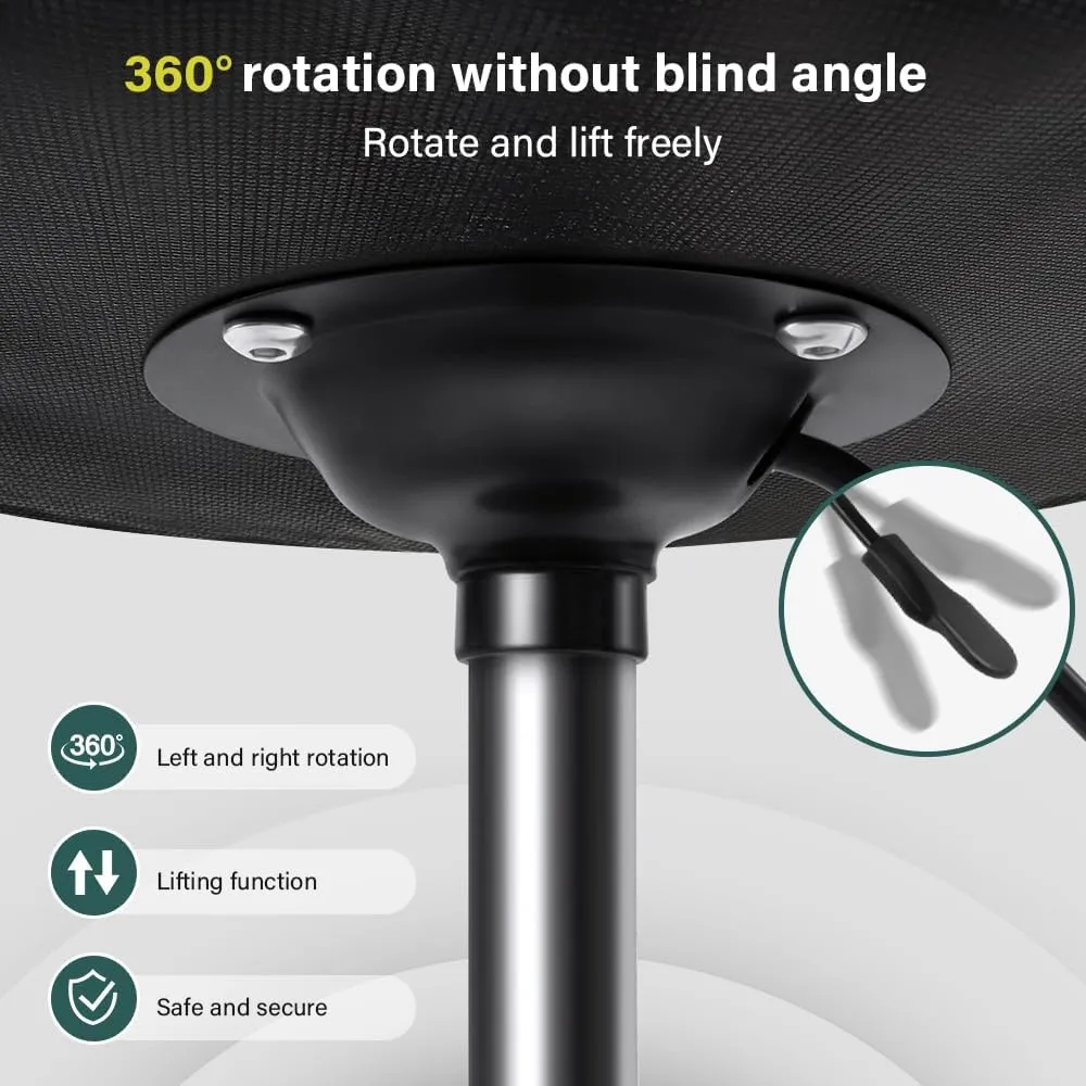 Black Minimalist Swivel Stool with Wheel Perfect for Work SPA Shop Massage Height-Adjustable and Cost-Effective Rolling Stool Chair with Square Seat
