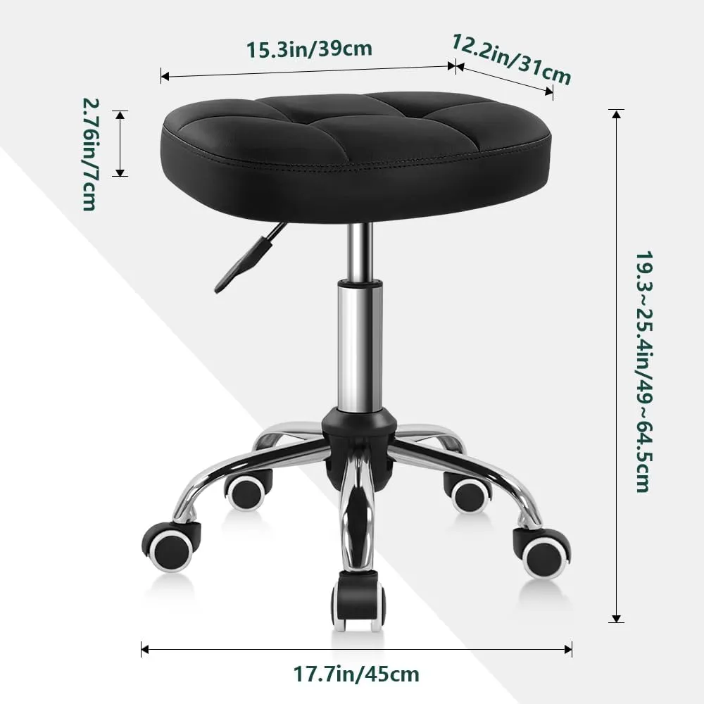 Black Minimalist Swivel Stool with Wheel Perfect for Work SPA Shop Massage Height-Adjustable and Cost-Effective Rolling Stool Chair with Square Seat