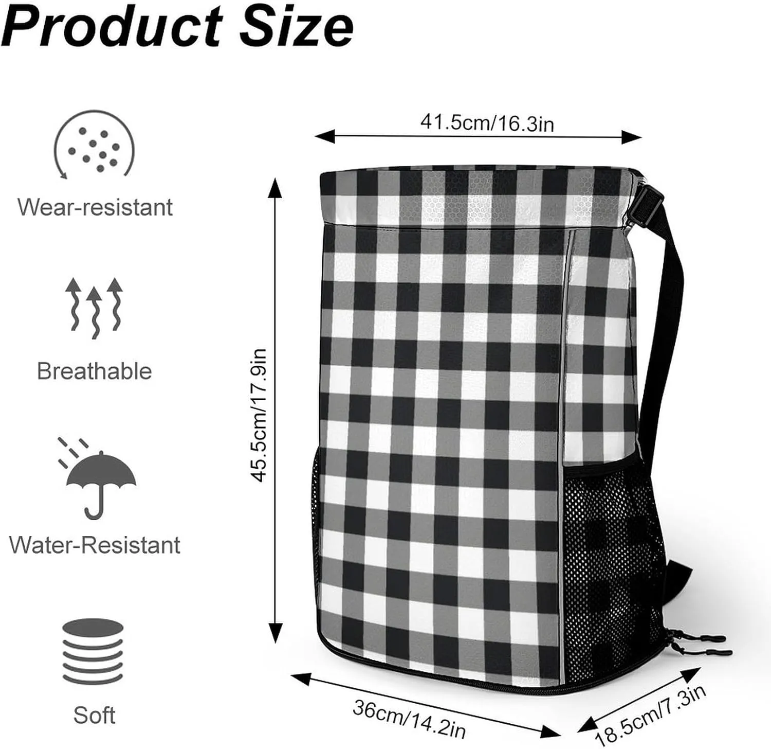 Black White Buffalo Sports Bundle Pocket with Dry Wet Separation Unisex