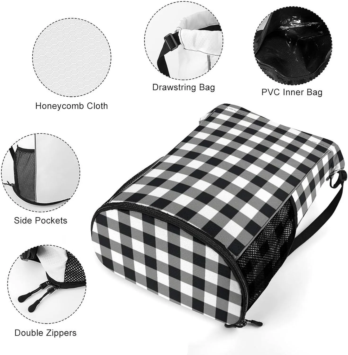 Black White Buffalo Sports Bundle Pocket with Dry Wet Separation Unisex