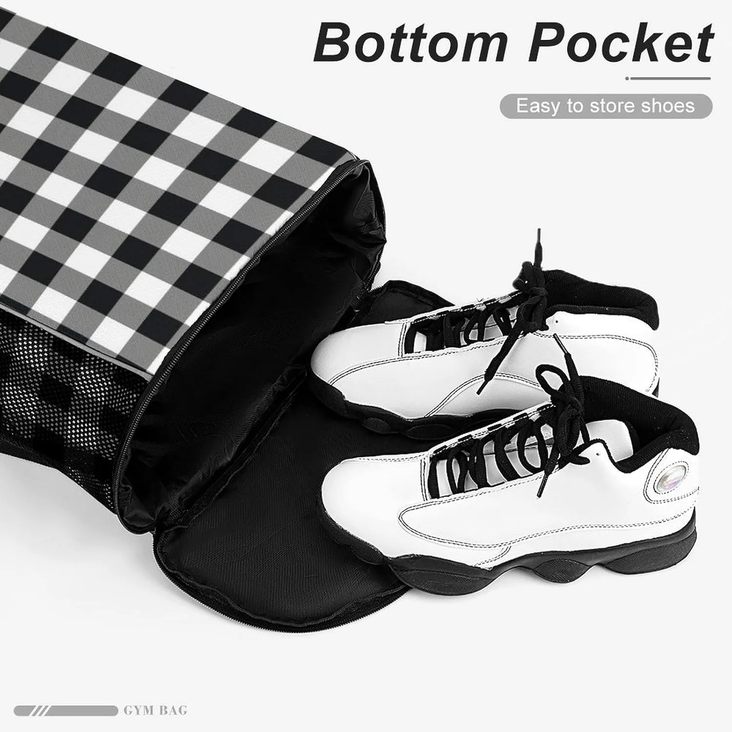 Black White Buffalo Sports Bundle Pocket with Dry Wet Separation Unisex