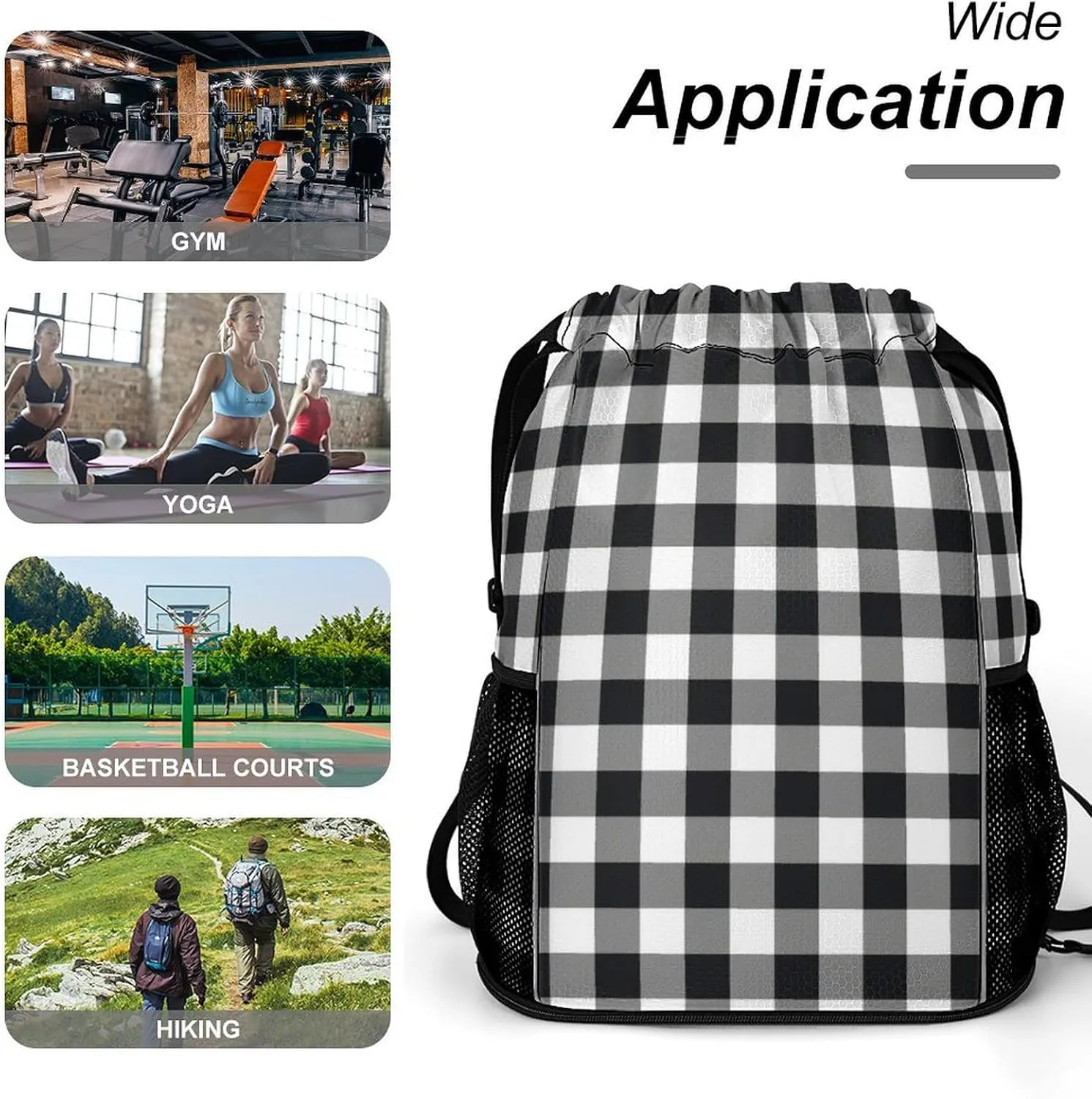 Black White Buffalo Sports Bundle Pocket with Dry Wet Separation Unisex
