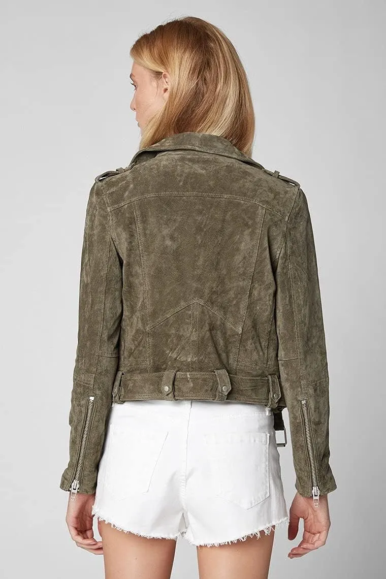 [BLANKNYC] womens Luxury Clothing Cropped Suede Leather Motorcycle Jackets, Comfortable & Stylish Coats