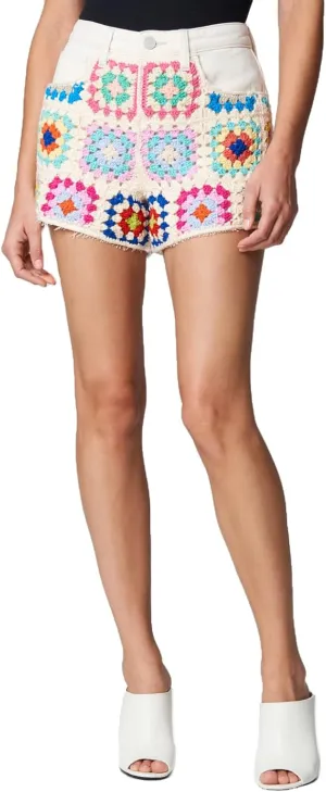 [BLANKNYC] Womens Luxury Clothing High Rise Five Pockets Denim Shorts with Small Rips, Comfortable & Stylish