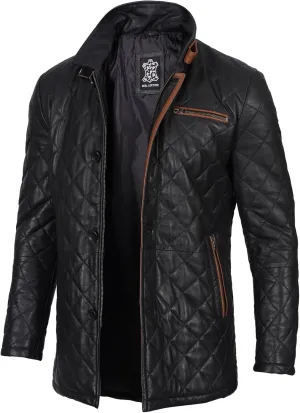 Blingsoul Leather Coats for Men - Vintage Style Long Leather Jacket Men