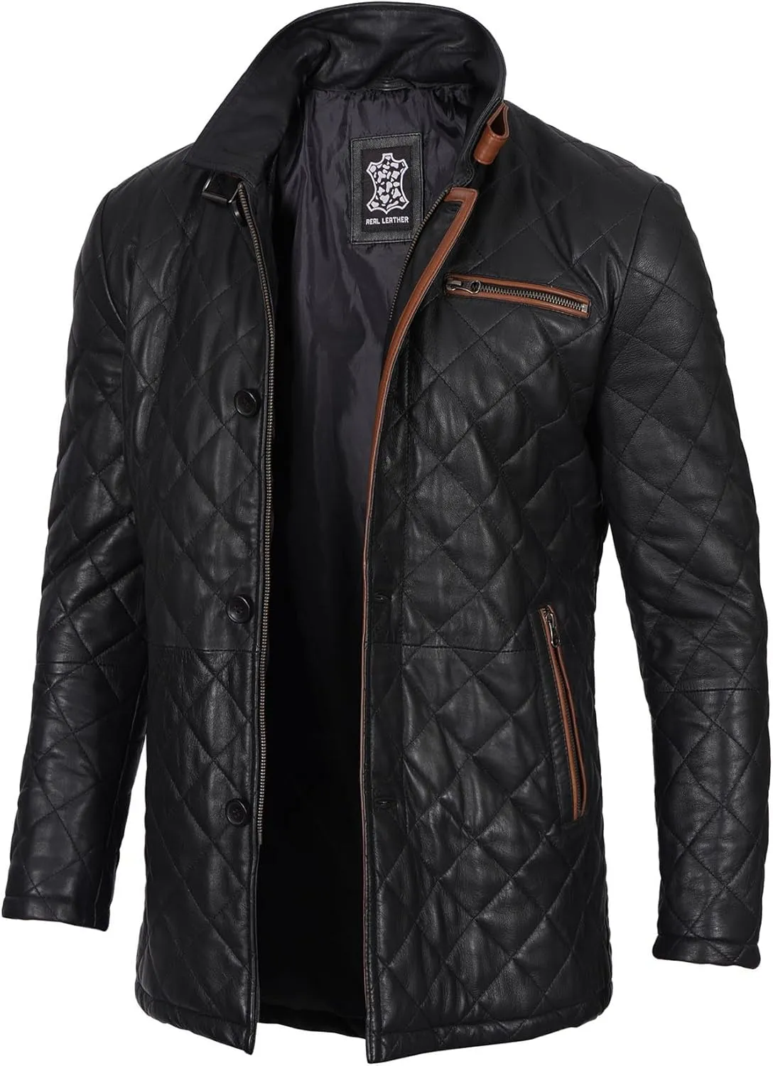 Blingsoul Leather Coats for Men - Vintage Style Long Leather Jacket Men