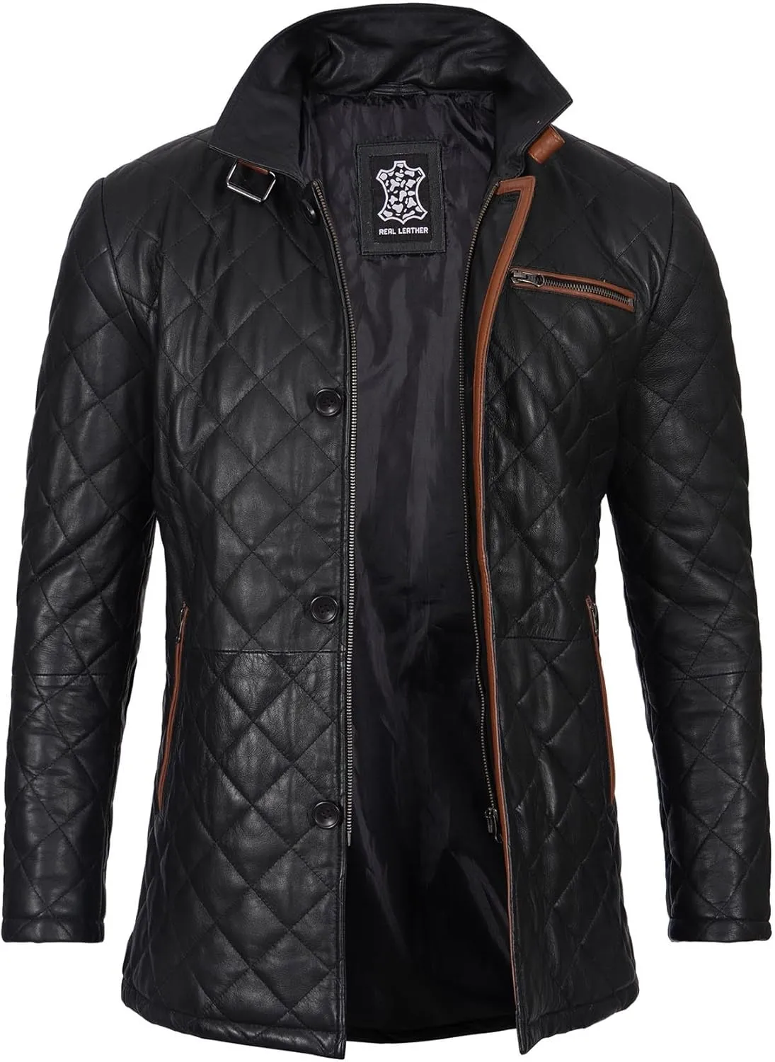 Blingsoul Leather Coats for Men - Vintage Style Long Leather Jacket Men