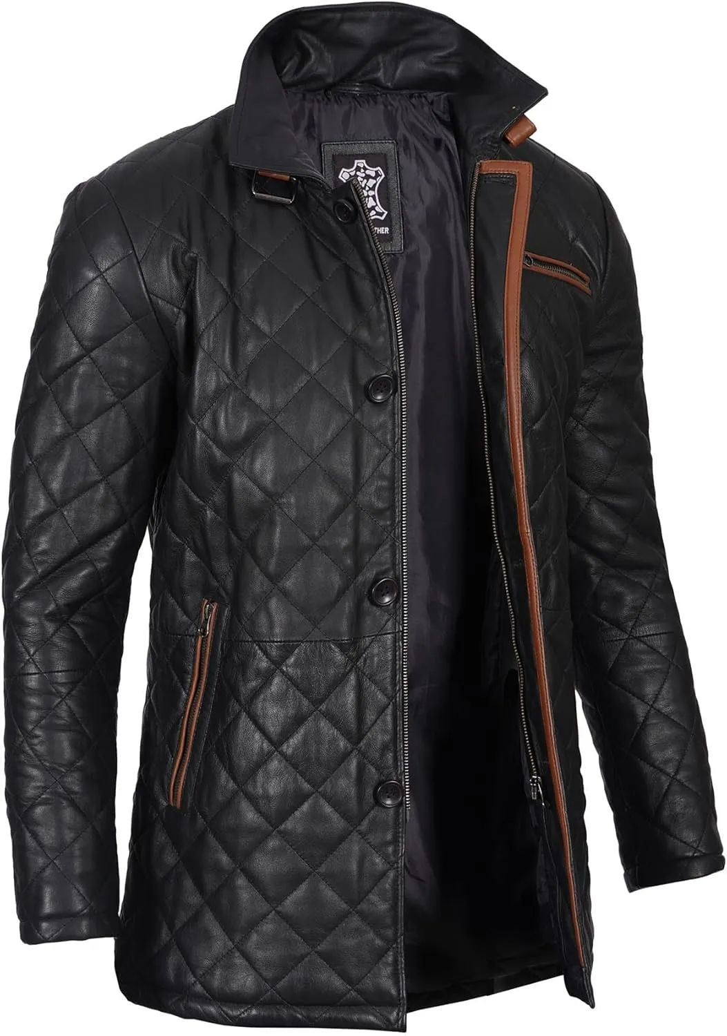 Blingsoul Leather Coats for Men - Vintage Style Long Leather Jacket Men