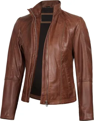 Blingsoul Real Leather Jacket For Women -Women's Cafe Racer Style Leather Jackets