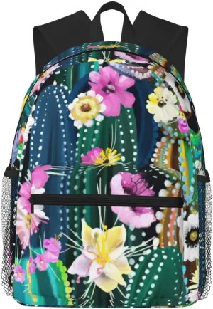 Blooming Cactus Print Lightweight And Comfortable Duffel Bag, Casual Daypack, Multipurpose Backpack