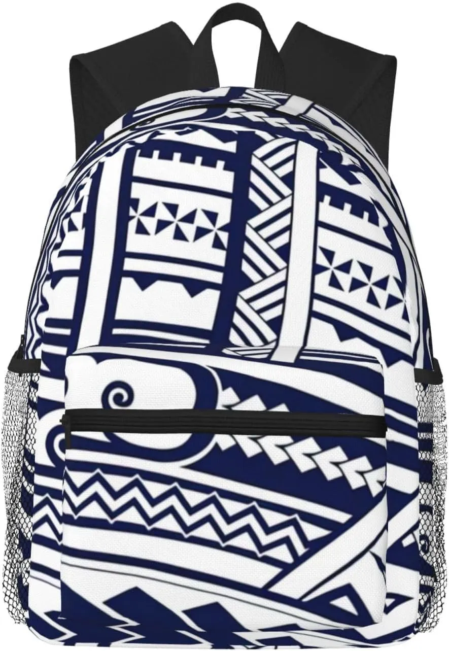 Blue Polynesian Maori Tribal Pattern Print Lightweight And Comfortable Duffel Bag, Casual Daypack, Multipurpose Backpack