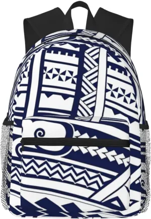 Blue Polynesian Maori Tribal Pattern Print Lightweight And Comfortable Duffel Bag, Casual Daypack, Multipurpose Backpack