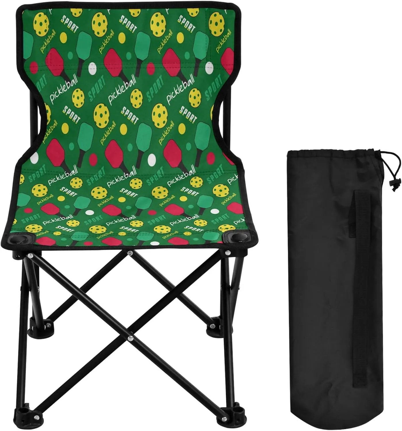 Boccsty Pickleball Green Red Rackets Camping Chair Beach Chairs Collapsible Chair Lawn Chairs Outdoor Chair for Camping Picnic Sports BBQ
