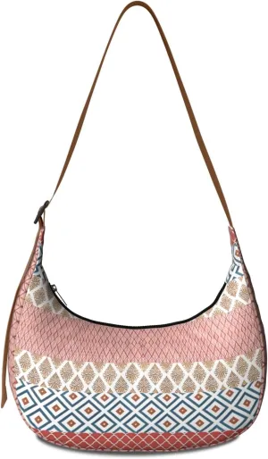 Bohemian Vintage Sling Crossbody Bag for Women Crescent Bag with Adjustable Strap Waterproof Nylon Shoulder Bag for Daily