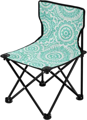 Boho Mint Green Vintage Flowers Collapsible Camping Chairs for Adults Lightweight Foldable Chairs Indoor Carry Bag Included