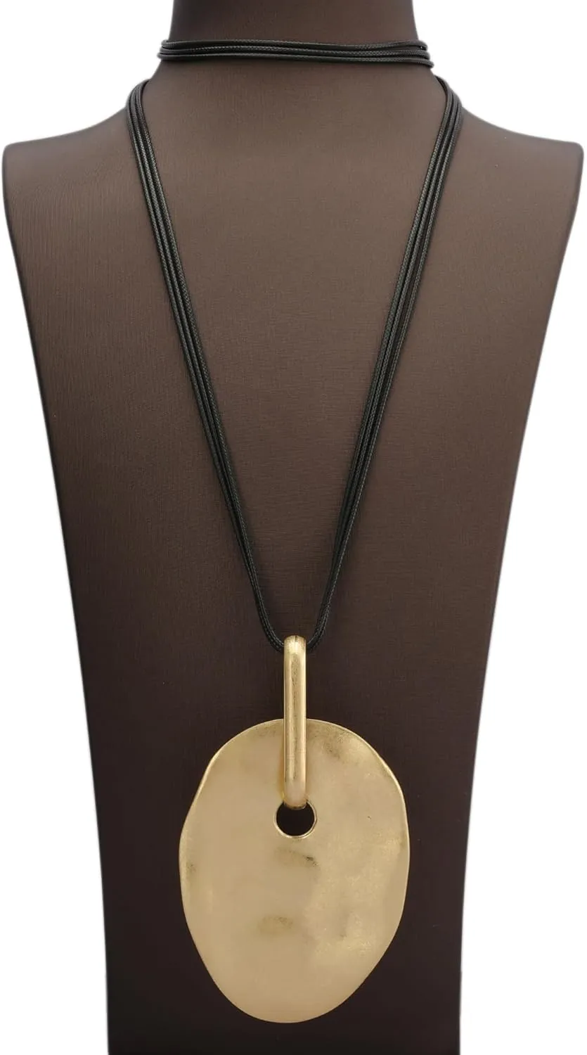 Boho Necklaces for Women Chunky Circle Necklace Layered Boho Circle Leather Choker Necklace Long Vintage Necklaces Bohemian Jewlery Gifts