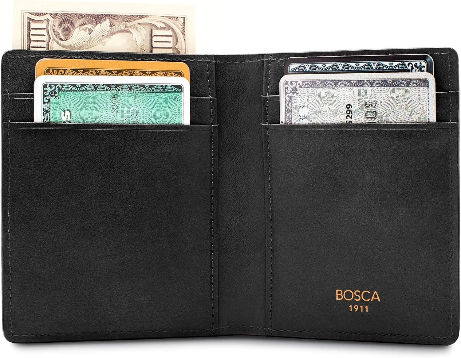 Bosca Men's Wallet, Dolce Leather Front Pocket Bifold Wallet with Magnetic Clip