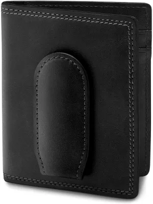 Bosca Men's Wallet, Dolce Leather Front Pocket Bifold Wallet with Magnetic Clip