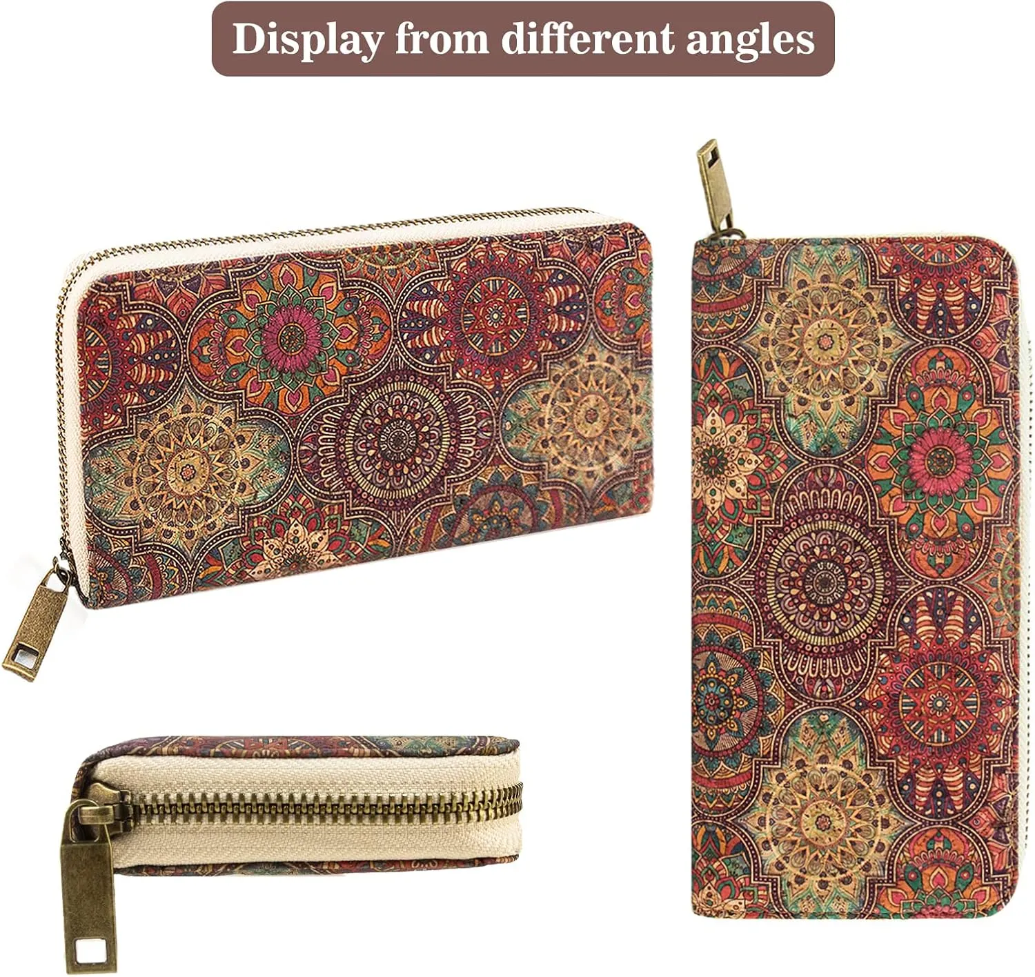 boshiho Vegan Cork Wallets Purse Handbags for Womens Eco Friendly Cork Cell Phone Clutch Bag