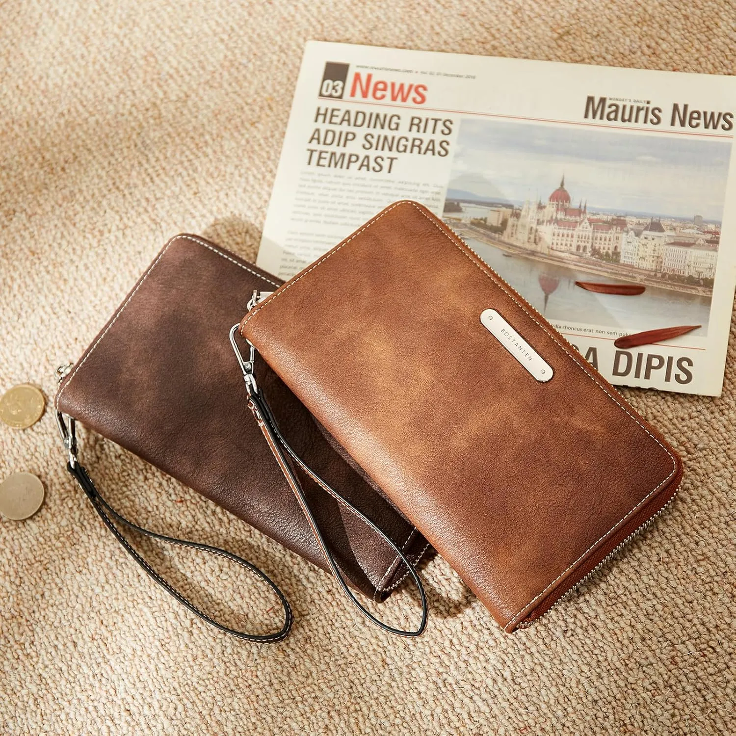 BOSTANTEN Leather Wallet for Women RFID Blocking Zip Around Credit Cards Holder Phone Clutch