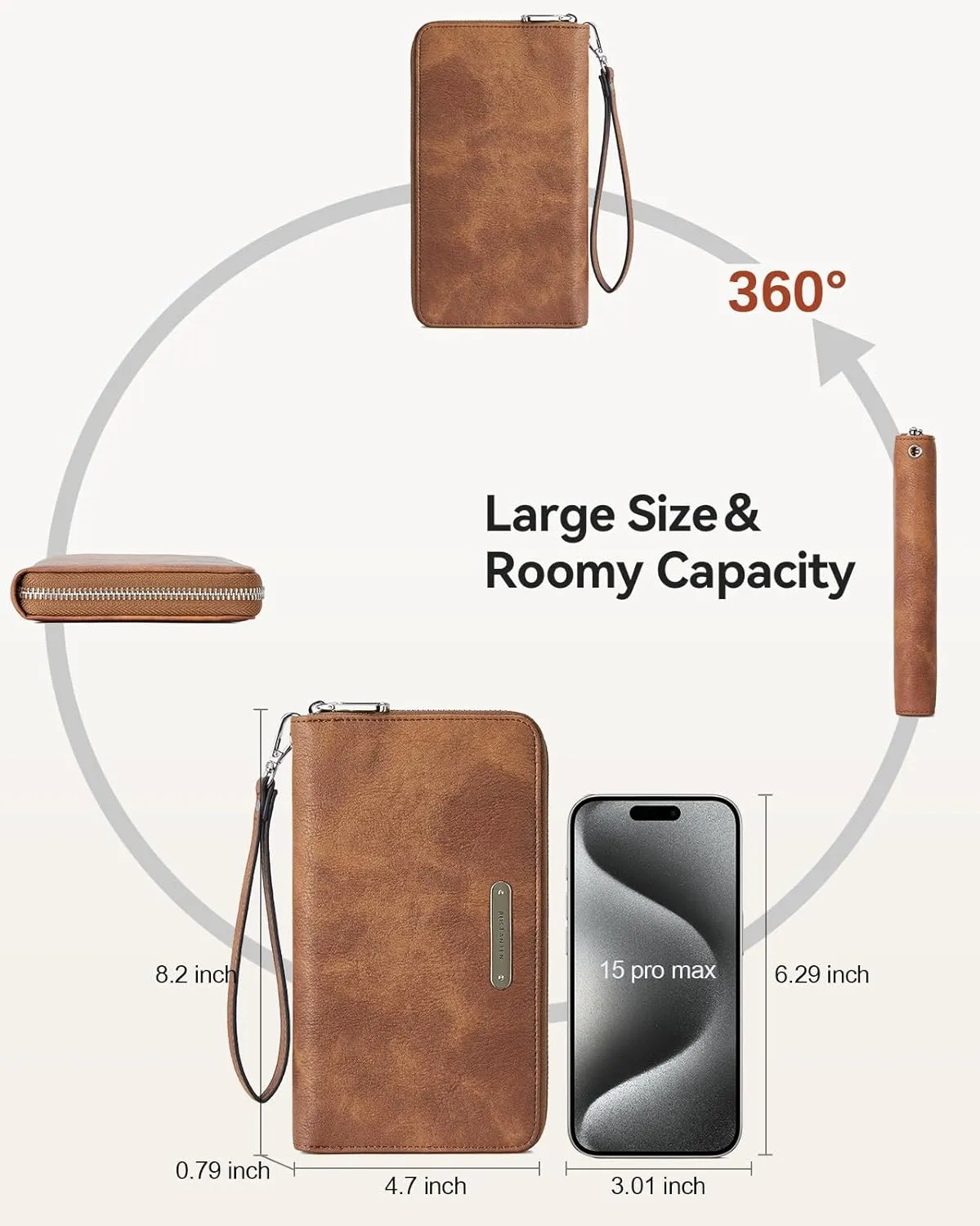 BOSTANTEN Leather Wallet for Women RFID Blocking Zip Around Credit Cards Holder Phone Clutch