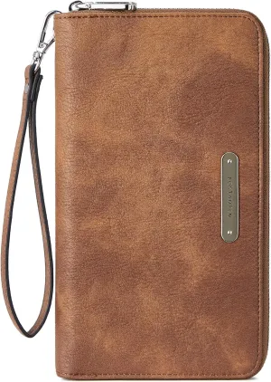 BOSTANTEN Leather Wallet for Women RFID Blocking Zip Around Credit Cards Holder Phone Clutch