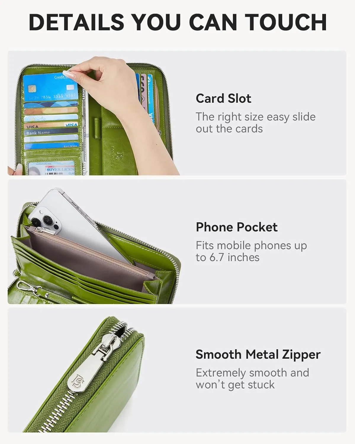 BOSTANTEN Leather Wallet for Women RFID Blocking Zip Around Credit Cards Holder Phone Clutch