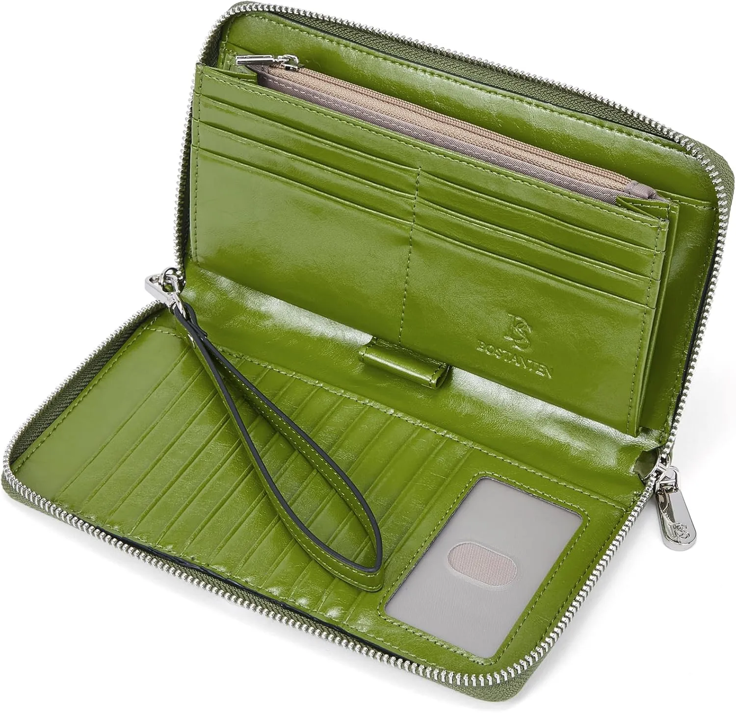 BOSTANTEN Leather Wallet for Women RFID Blocking Zip Around Credit Cards Holder Phone Clutch