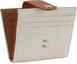BOSTANTEN Slim Wallet for Women Small RFID Blocking Credit Card Holder Leather Bifold Wallets with Zipper Coin Pocket Beige＆Brown