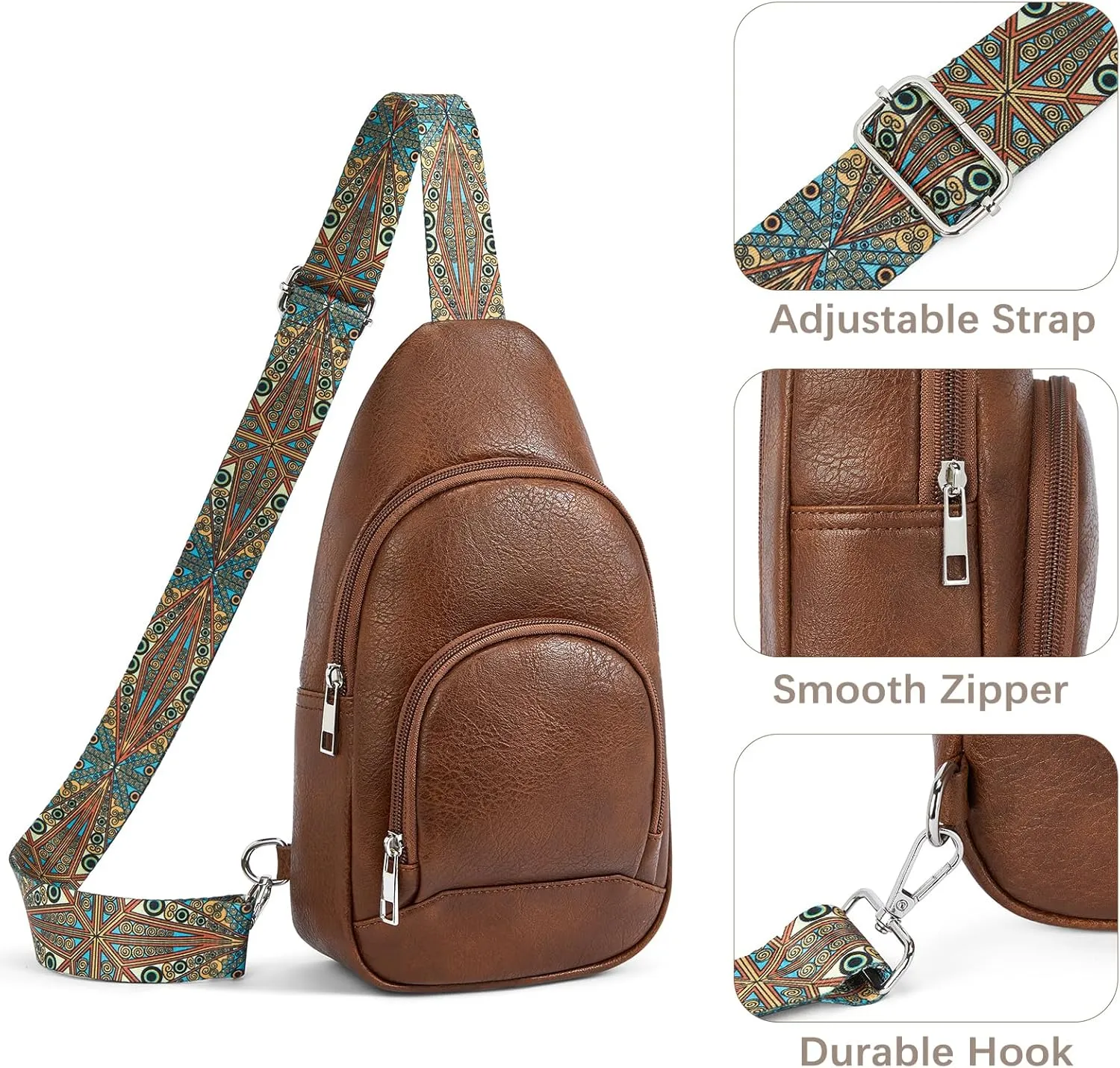 BOSTANTEN Small Sling Bag for Women Leather Crossbody Bags Fanny Pack Chest Bag for Travel