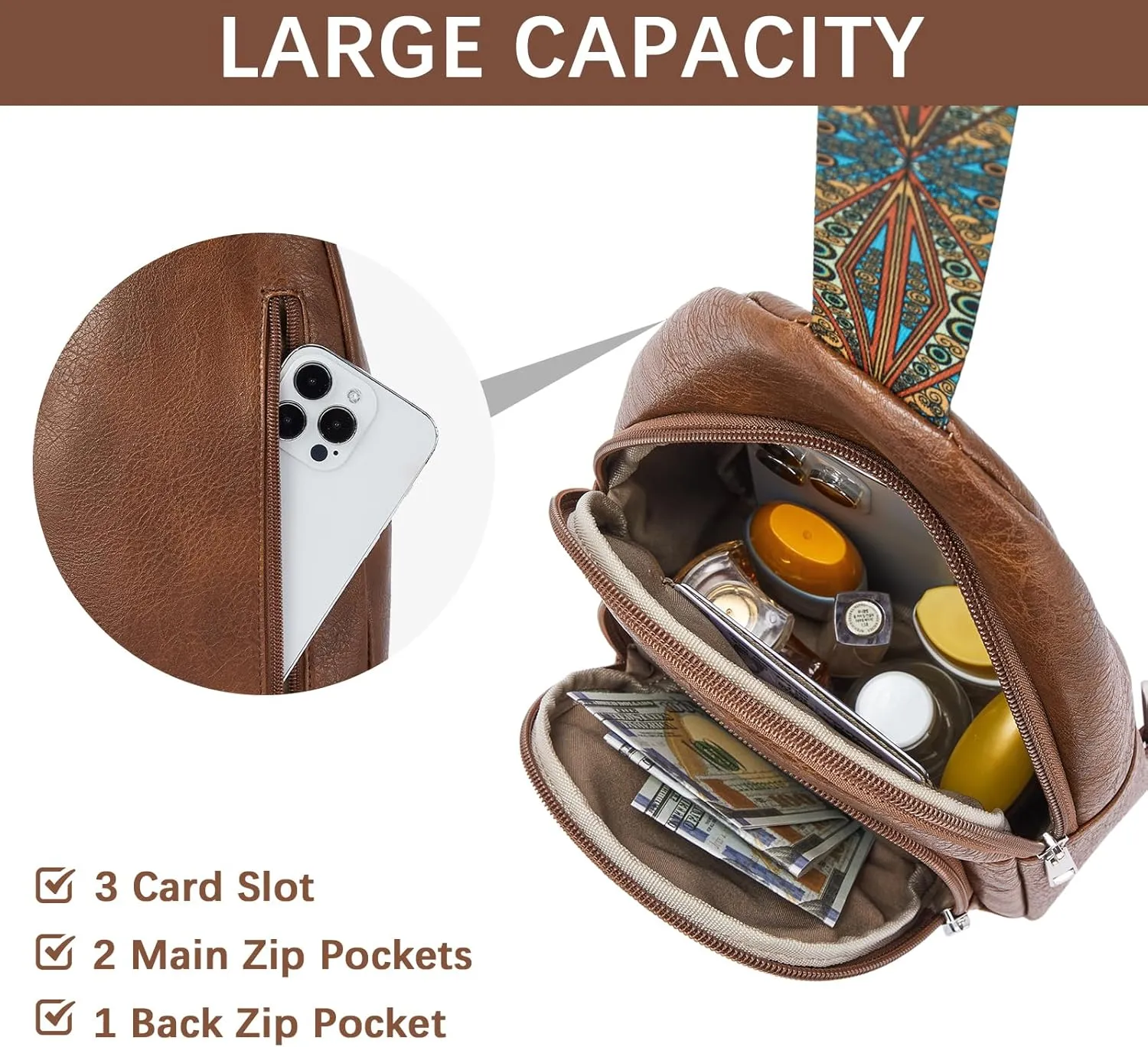 BOSTANTEN Small Sling Bag for Women Leather Crossbody Bags Fanny Pack Chest Bag for Travel