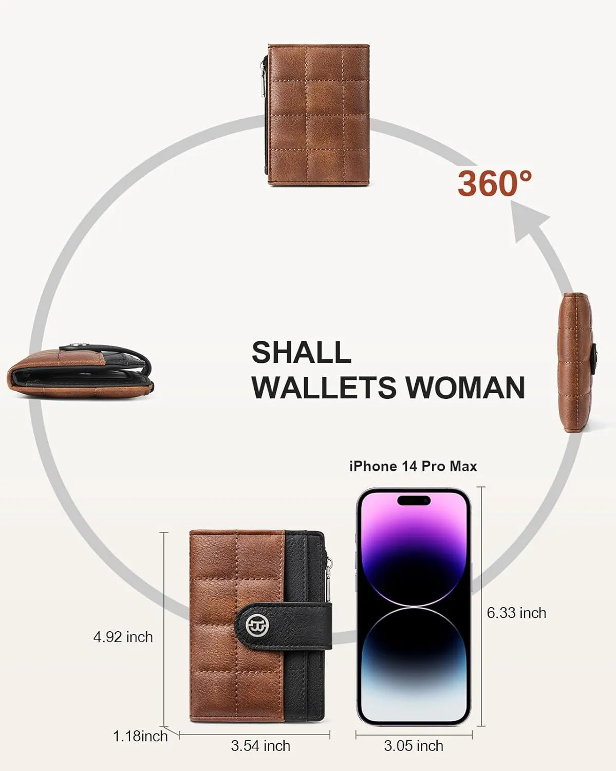 BOSTANTEN Small Wallet for Women Leather RFID Blocking Card Holder Bifold Compact Wallets With Zipper Coin Pocket Black＆Brown