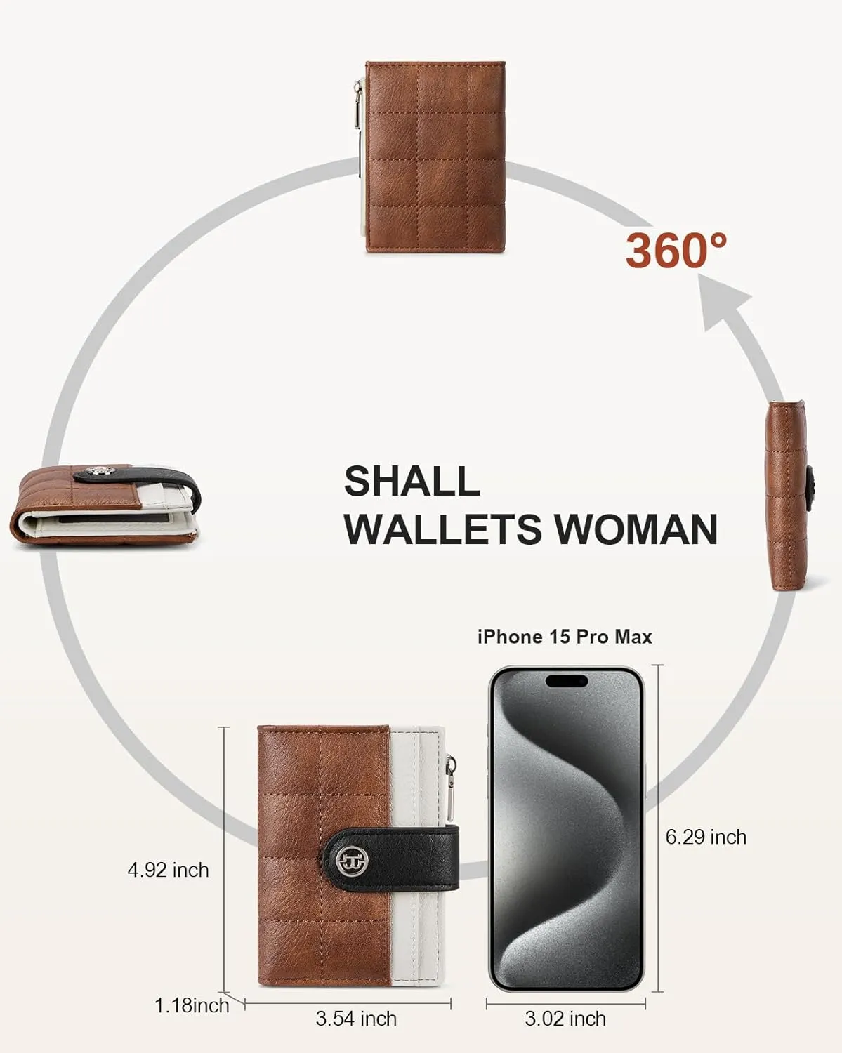 BOSTANTEN Small Wallet for Women Leather RFID Blocking Card Holder Bifold Compact Wallets With Zipper Coin Pocket Brown＆Beige＆Black