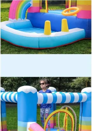 Bouncy Castle, Inflatable Bounce House, Kids Castle Slide Bouncer for Children Jumping Outdoor and Indoor Party, Baby Backyard Water Jumper Toy with W