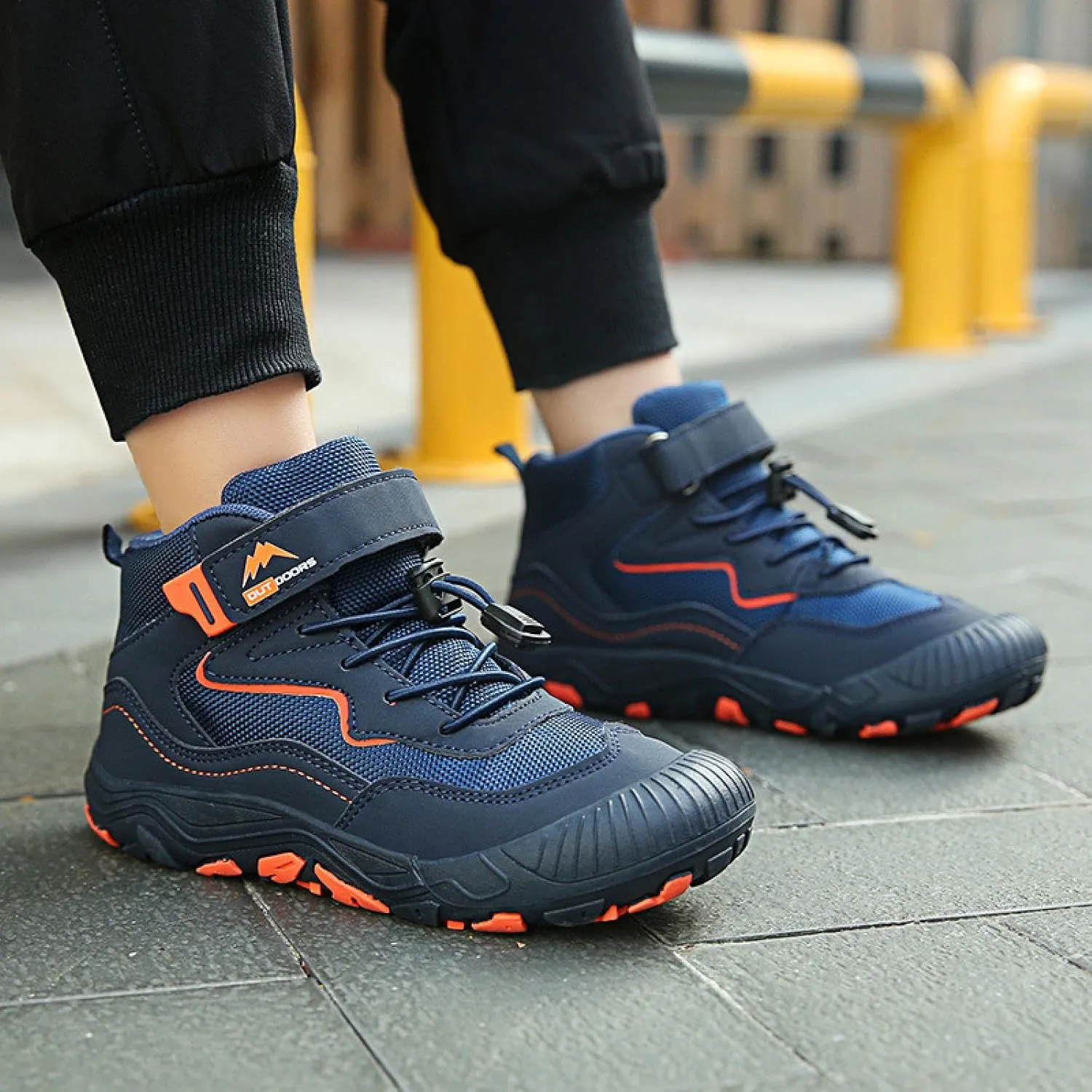 Boys' Hiking Shoes, Spring and Autumn wear-Resistant, Breathable Sneakers, Outdoor high-top Casual Hiking Shoes