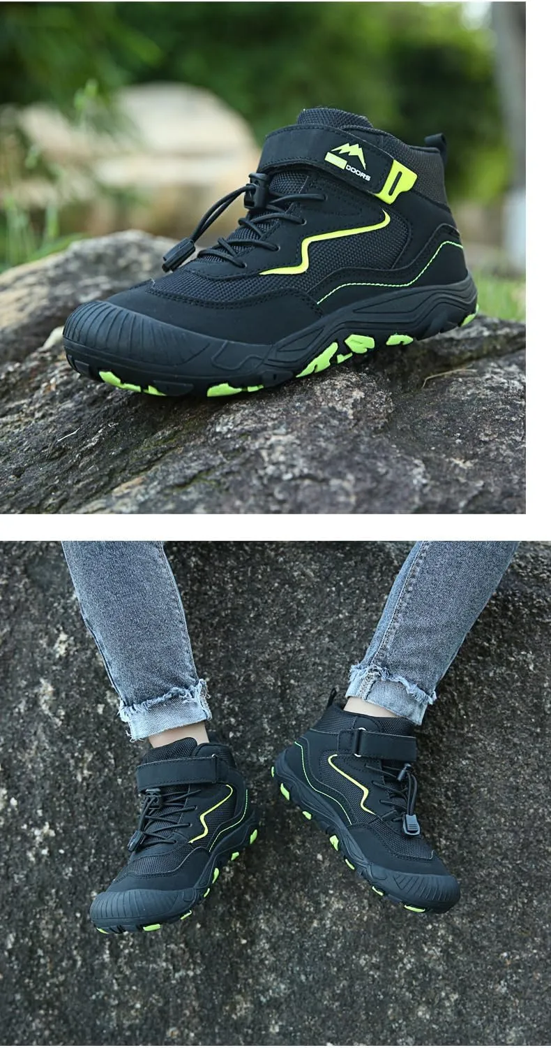 Boys' Hiking Shoes, Spring and Autumn wear-Resistant, Breathable Sneakers, Outdoor high-top Casual Hiking Shoes