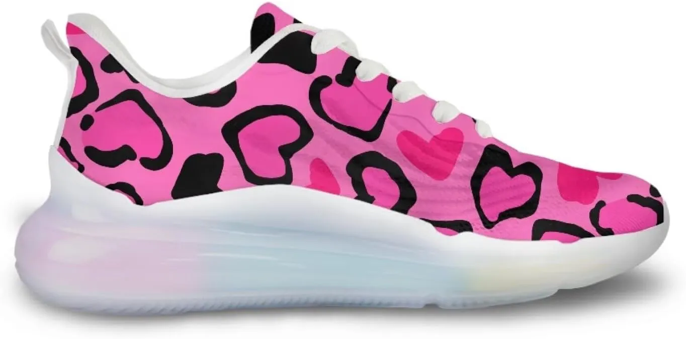 Breathable Walking Shoe Fashion Atmospheric Cushion Running Shoes for Women Comfort Soft Rubber Sole Non Slip Shoes for Gym Size 6-11 White Sole