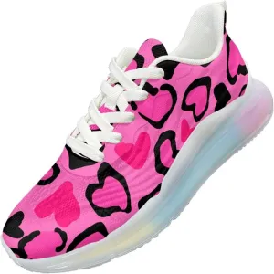 Breathable Walking Shoe Fashion Atmospheric Cushion Running Shoes for Women Comfort Soft Rubber Sole Non Slip Shoes for Gym Size 6-11 White Sole